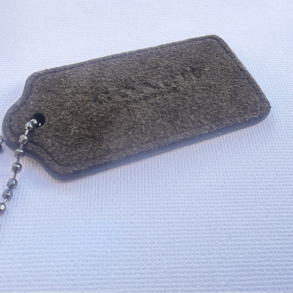 Coach Olive / Army Green Suede Hangtag with Gunmetal/Pewter Chain